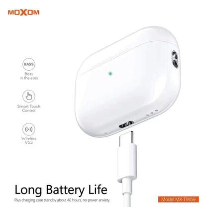 Moxom MX-TW59 TWS Hi-Fi Wireless Earbuds with Bluetooth 5.3 & Heavy Bass