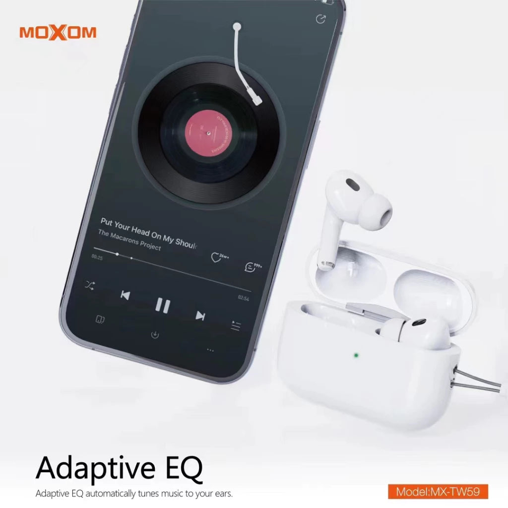 Moxom MX-TW59 TWS Hi-Fi Wireless Earbuds with Bluetooth 5.3 & Heavy Bass
