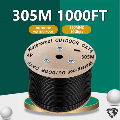 UTP CAT6 Outdoor Network Cable 305M CCA Blue With PVC+PE Jacket, Waterproof, High-Speed 2.5Gbps, PE Insulation, Anti-Interference Design & Gold-Plated RJ45 Compatibility