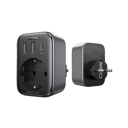 UGREEN 4-In-1 Wall Outlet Extender 30W Fast Charging With 3680W AC Output, 16A Max, Full Protection Against Overload Overcurrent Overvoltage Overtemperature, Wall Mountable