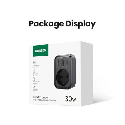 UGREEN 4-In-1 Wall Outlet Extender 30W Fast Charging With 3680W AC Output, 16A Max, Full Protection Against Overload Overcurrent Overvoltage Overtemperature, Wall Mountable