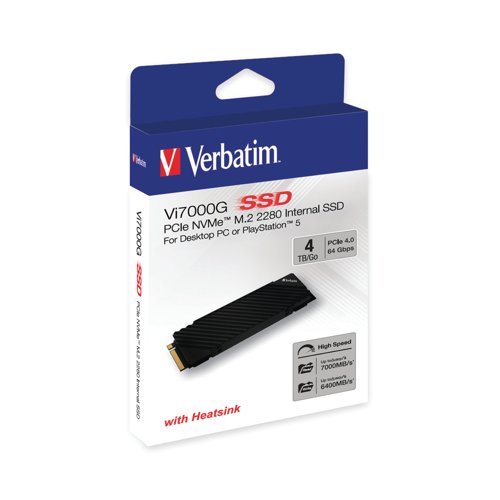 Verbatim Vi7000G NVMe M.2 Internal SSD, TB PCIe Gen 4 Interface for Gaming PC and PlayStation 5 - 1TB | 2TB | 4TB