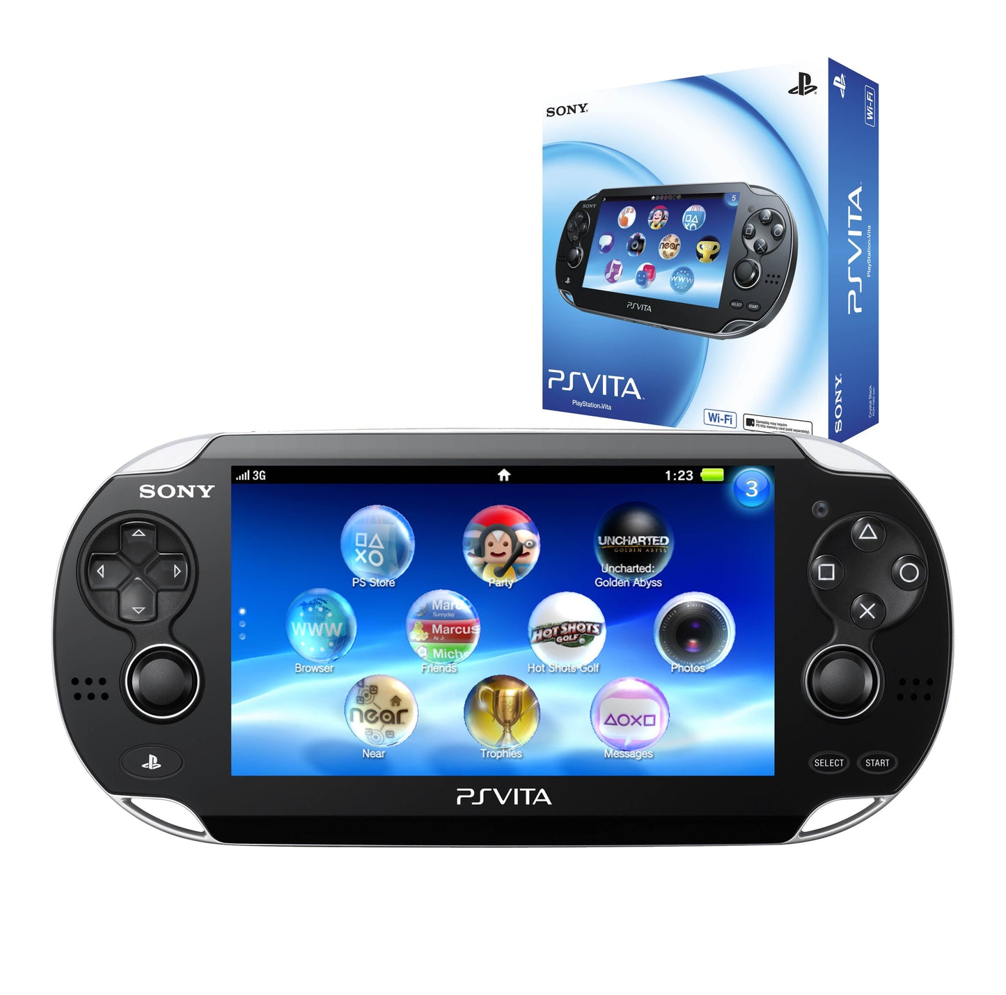 Sony Playstation Vita 1000 Series OLED Console - Piano Black Complete In Box