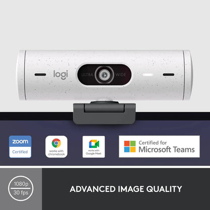Logitech Brio 500 Full HD 1080p Webcam With Auto Light Correction RightLight 4, Auto-Framing RightSight - White