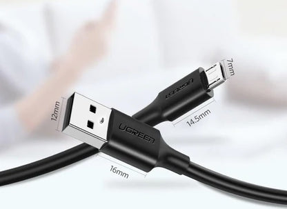 UGreen USB 2.0 A To Micro USB Cable Nickel Plating – 1m (Black) – Charging & Data transfer for Smartphones ,Tablets and Cameras