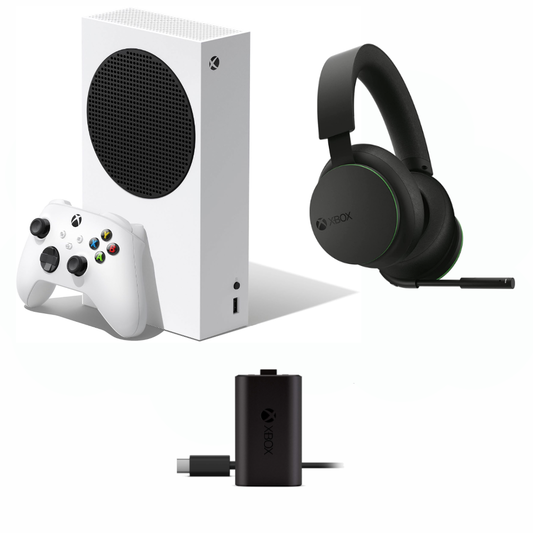Xbox Series S Console with Xbox Wireless Headset and Xbox Play & Charge Kit Bundle