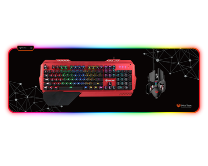 لوحة مفاتيح وفأرة كبيرة للألعاب من Meetion RGB PD121 - أسود