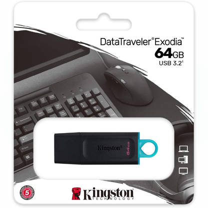 محرك أقراص فلاش Kingston DataTraveler Exodia USB 3.2 سعة 64 جيجابايت 