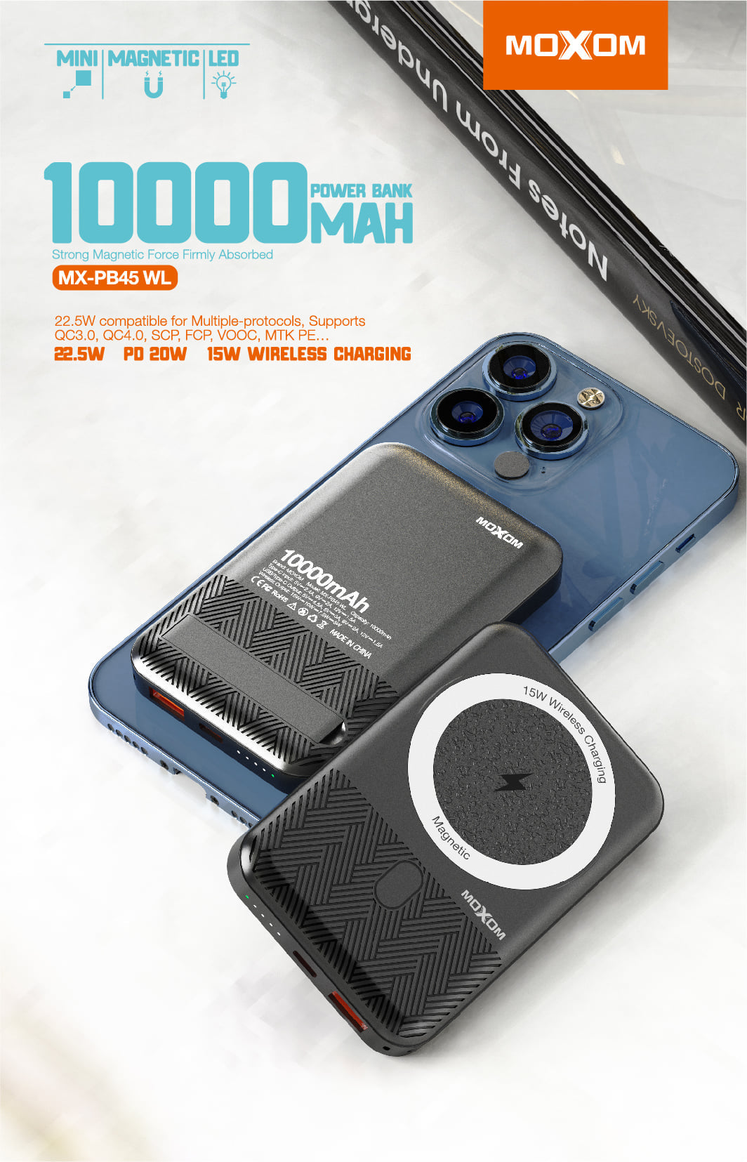Moxom Mini Magnetic LED 10000mAh Power Bank For IPhone