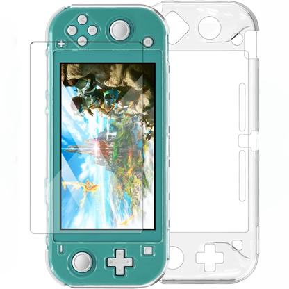 Crystal Clear Protective Case With Tempered Glass Screen Protector for Nintendo Switch Lite