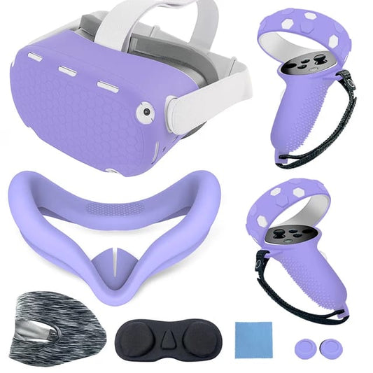 Silicone Protective Kit Set For Meta Quest 2 - Black | Purple | Blue