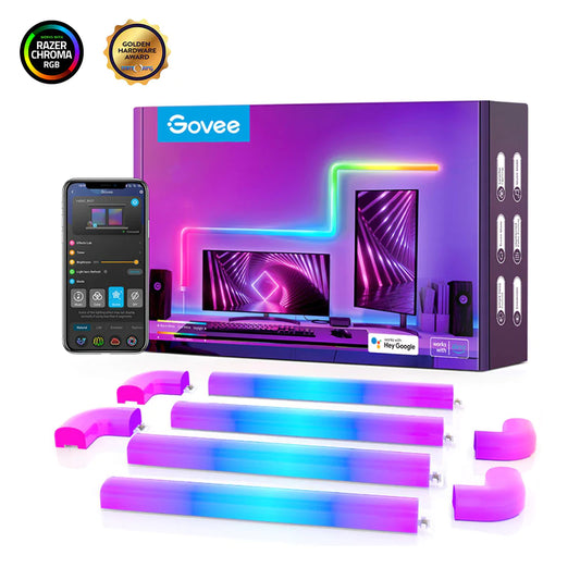 Govee Glide RGBIC LED Wall Lights, Smart RGBIC Wall Sconces for Gaming TV Bedroom Streaming, Work with Alexa and Google Assistan