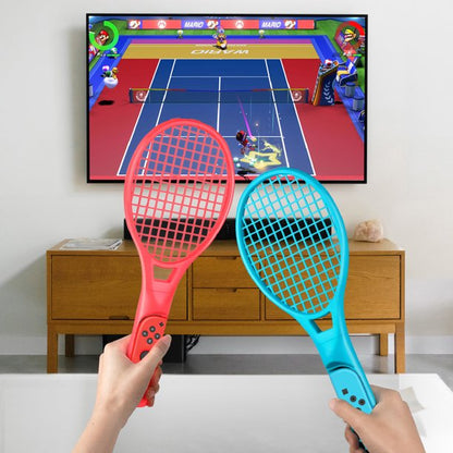 Tennis Racket for Nintendo Switch Joy-Con Controller Twin Pack (Mario Tennis Aces Red and Blue)