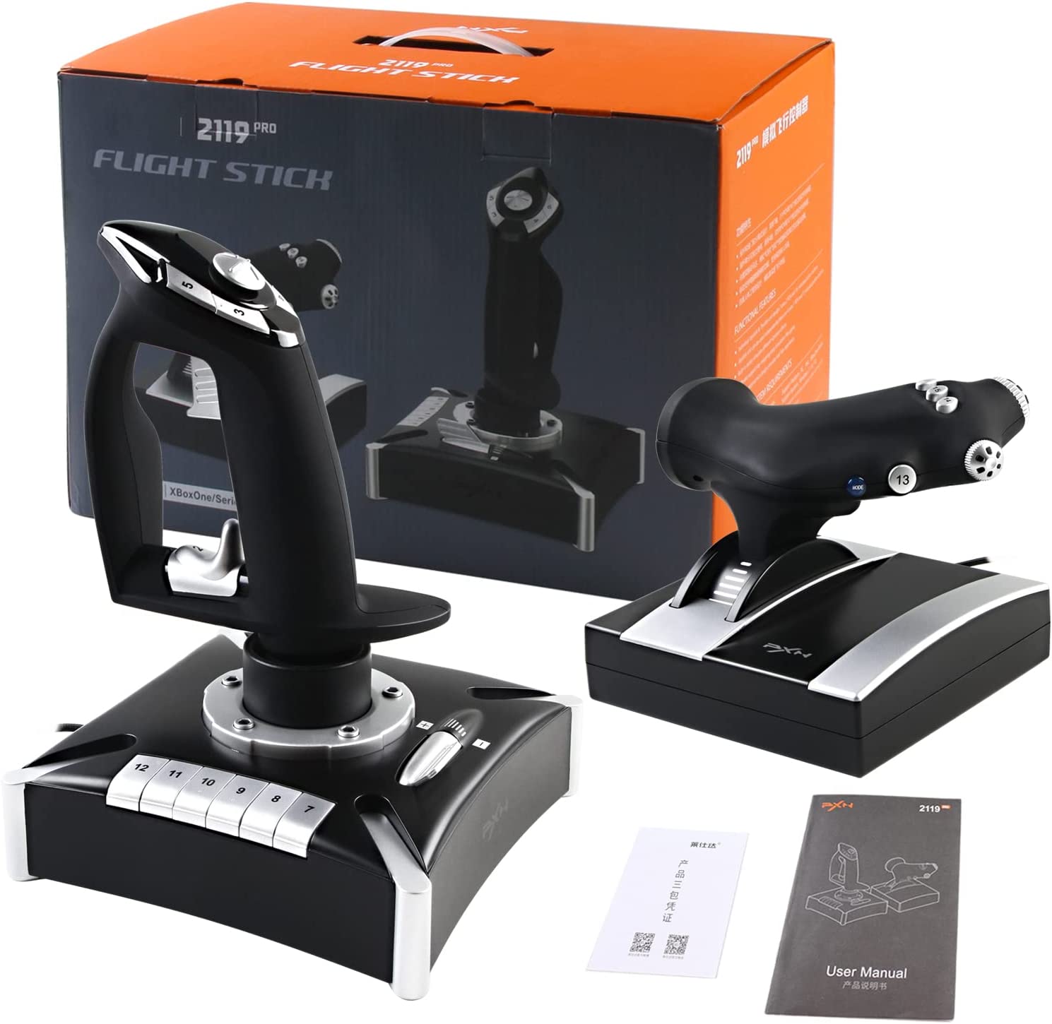 Flight Simulator, PXN 2119Pro Flight Stick, Flight Joystick with Custom  Button & Vibration Function, Suitable for PS4 / Xbox One/Xbox Series S/X/PC  Windows 2000/XP/7/8/10(NOT Support Mac Systems) 