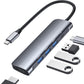 5 in 1 Aluminum Hub USB C to HDMI 4K Adapter with 3 USB 3.0 Ports - Macbook | Windows