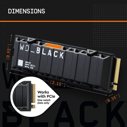 WD BLACK SN850X NVMe Internal Gaming SSD With Heatsink - Gen4 PCIe, M.2 2280, 3D NAND, Up to 7,300 MB/s - PS5 | PC