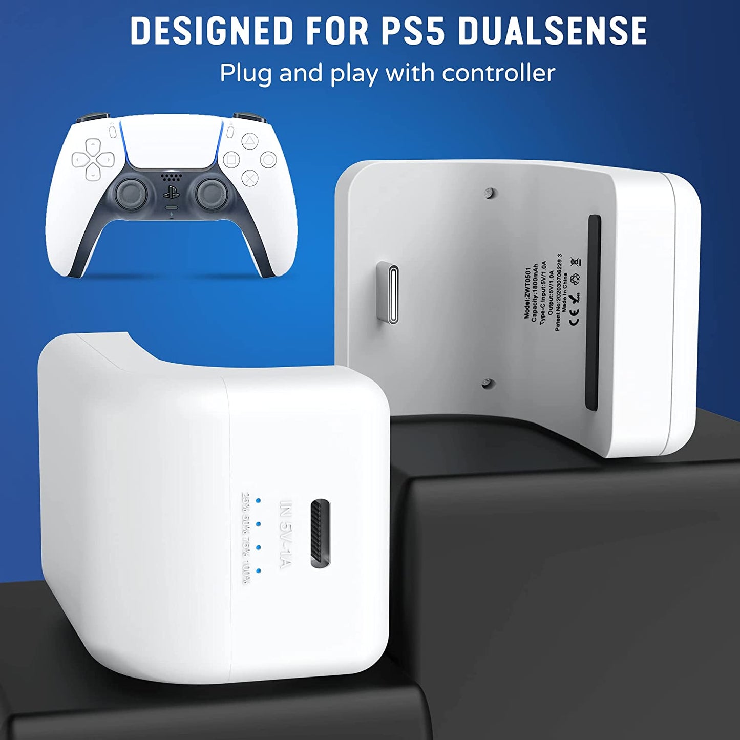 Play and Charge Kit for Playstation 5 DualSense Wireless Controller