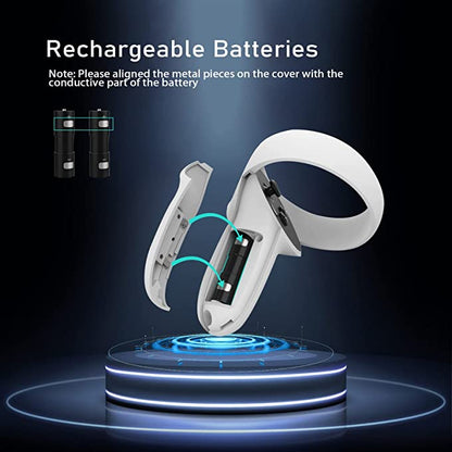 قاعدة شحن سريعة من Dobe لأجهزة تحكم الواقع الافتراضي Meta Quest 2 مع بطاريتين قابلتين لإعادة الشحن 