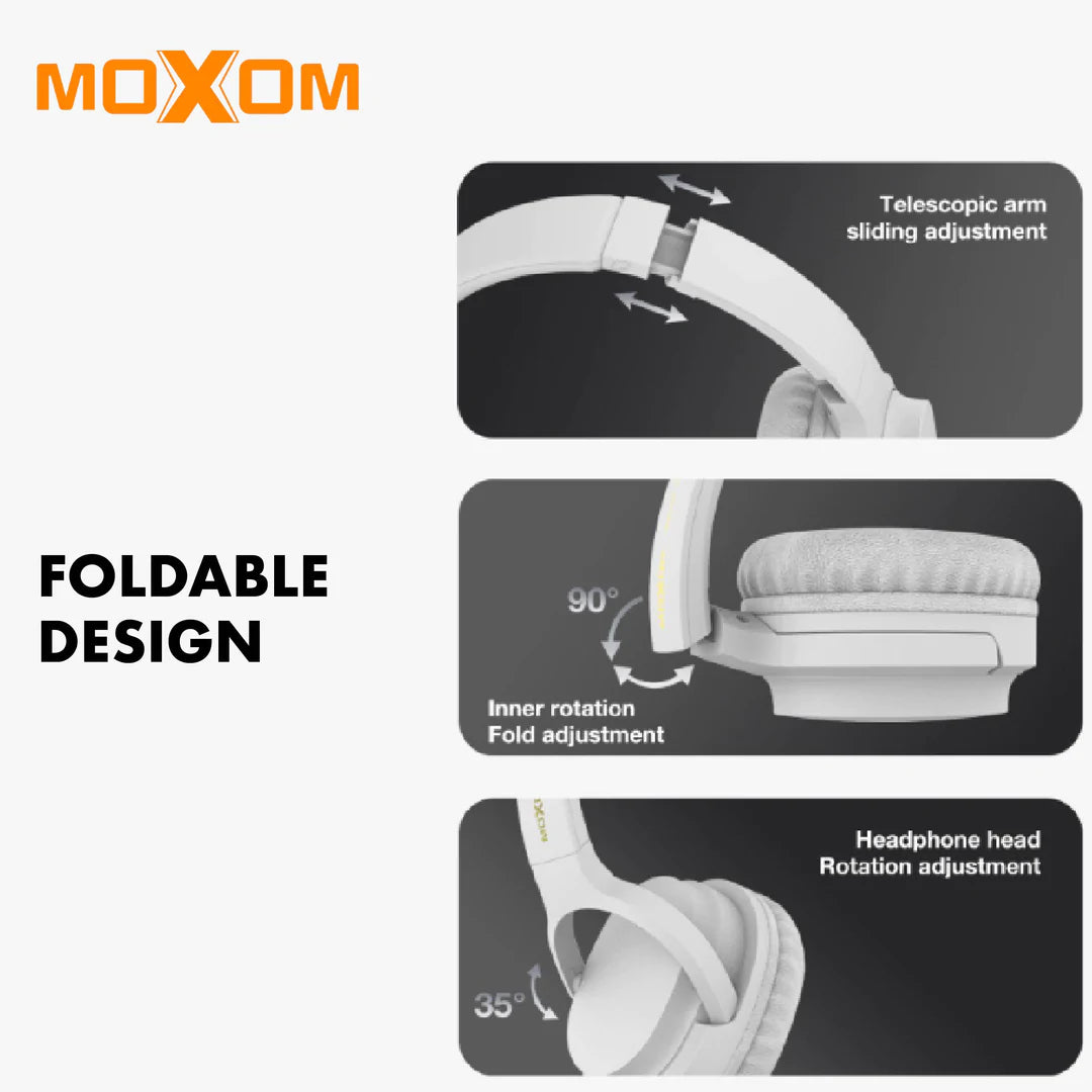 MOXOM MX-WL06 Wireless Headphone Super Real Stereo Gaming Experience HIFI Sound - Black