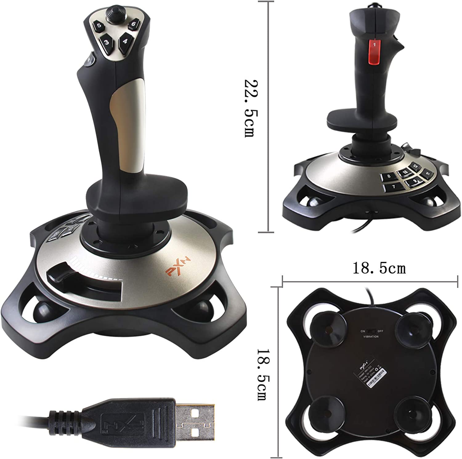 PC Joystick, USB Game Controller with Vibration Function and Throttle  Control, PXN 2113 Wired Gamepad Flight Stick for Windows PC/Computer