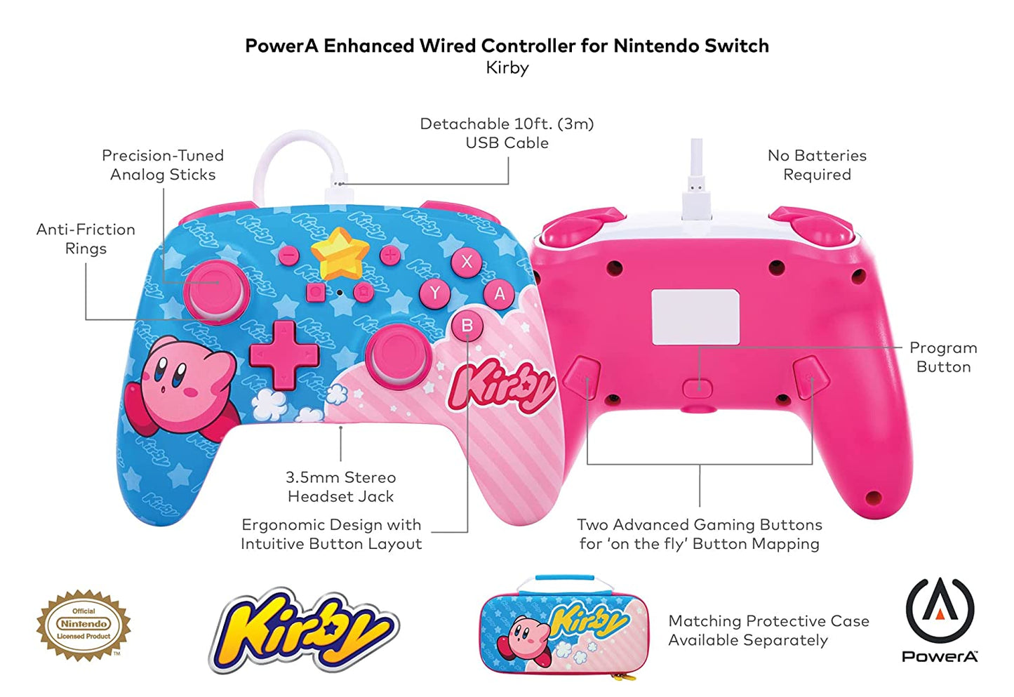 PowerA Enhanced Wired Controller for Nintendo Switch - Kirby