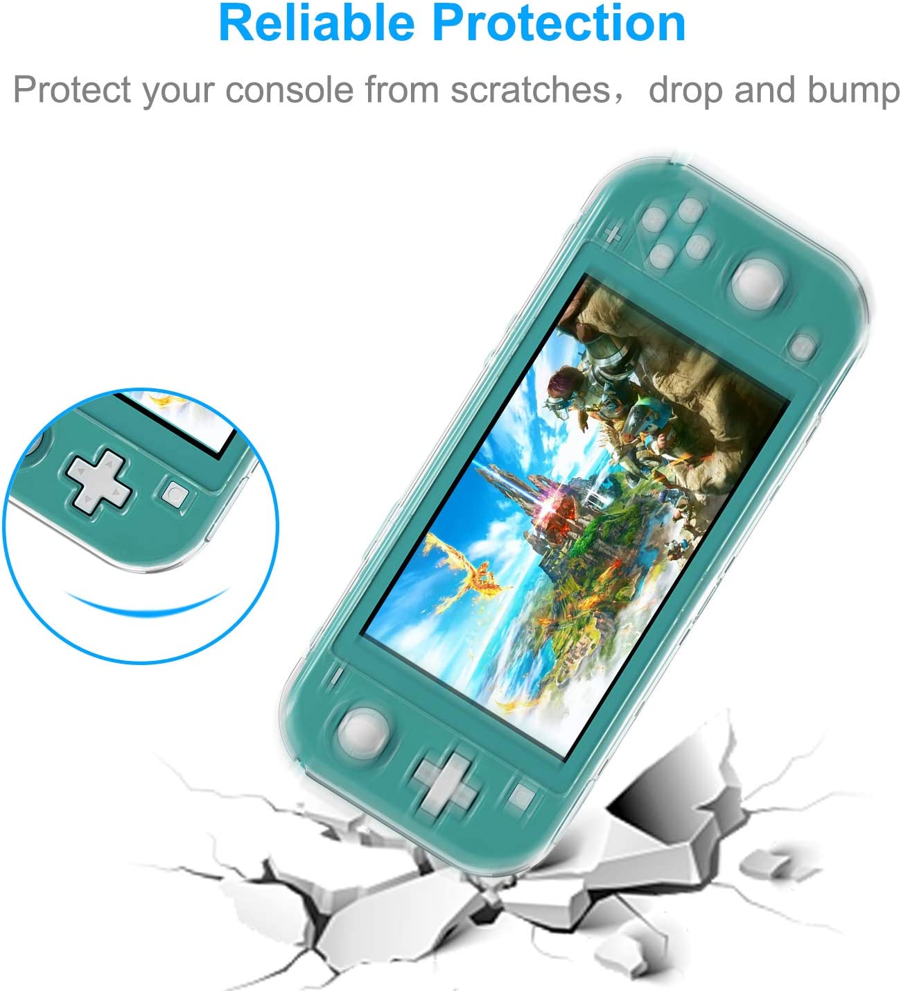 Crystal Clear Protective Case With Tempered Glass Screen Protector for Nintendo Switch Lite