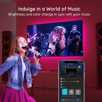 إضاءة خلفية LED للتلفزيون من Govee، مصابيح LED للتلفزيون وجهاز التحكم عن بُعد، مزامنة الموسيقى، أوضاع مشهد ديناميكية متعددة، تلفزيون مقاس 46-60 بوصة 