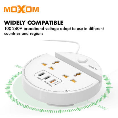 MOXOM MX-ST02 Power Socket Qualcomm 3.0 Quick Charge Universal Socket - Black | White
