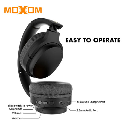 MOXOM MX-WL06 Wireless Headphone Super Real Stereo Gaming Experience HIFI Sound - Black