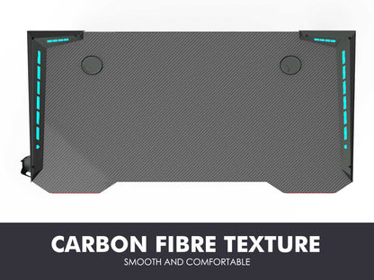 مكتب ألعاب R5 مقاس 120 سم مع أضواء LED مدمجة وحامل سماعة رأس وحامل أكواب