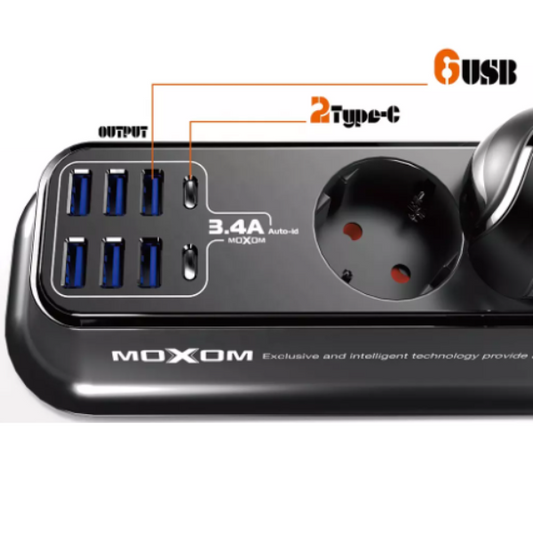 Moxom Safety Power Strip MX-ST05 - Black | White