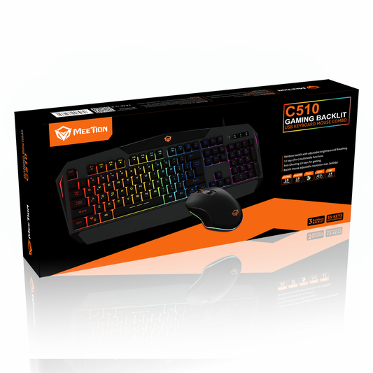 MeeTion C510 4 in 1 Backlit Rainbow Gaming Mouse and Keyboard Combo