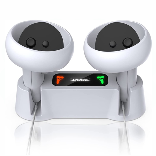 قاعدة شحن سريعة من Dobe لأجهزة تحكم الواقع الافتراضي Meta Quest 2 مع بطاريتين قابلتين لإعادة الشحن