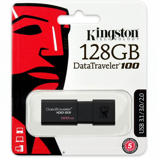 Kingston 128GB 100 G3 USB 3.0 DataTraveler (DT100G3/64GB), Black