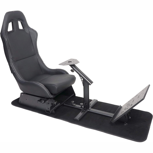 Racing Seat Gaming Chair Simulator Cockpit Steering Wheel Stand - Black
