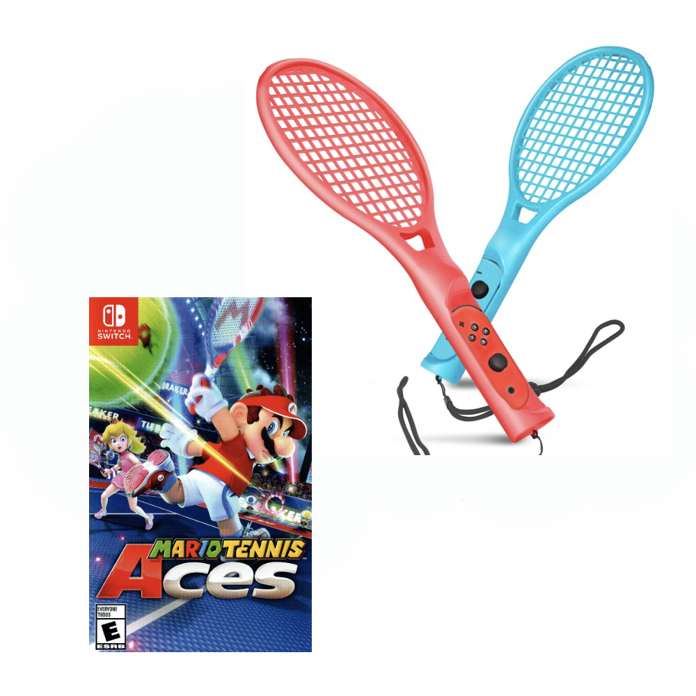 Mario Tennis Aces Nintendo Switch with 2 Tennis Rackets Bundle