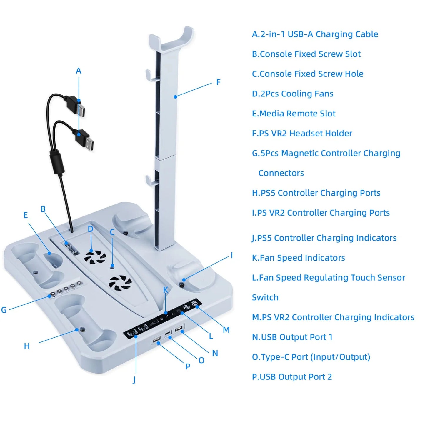 IPLAY Multifunctional Charging Stand Designed For PS5 and PSVR2