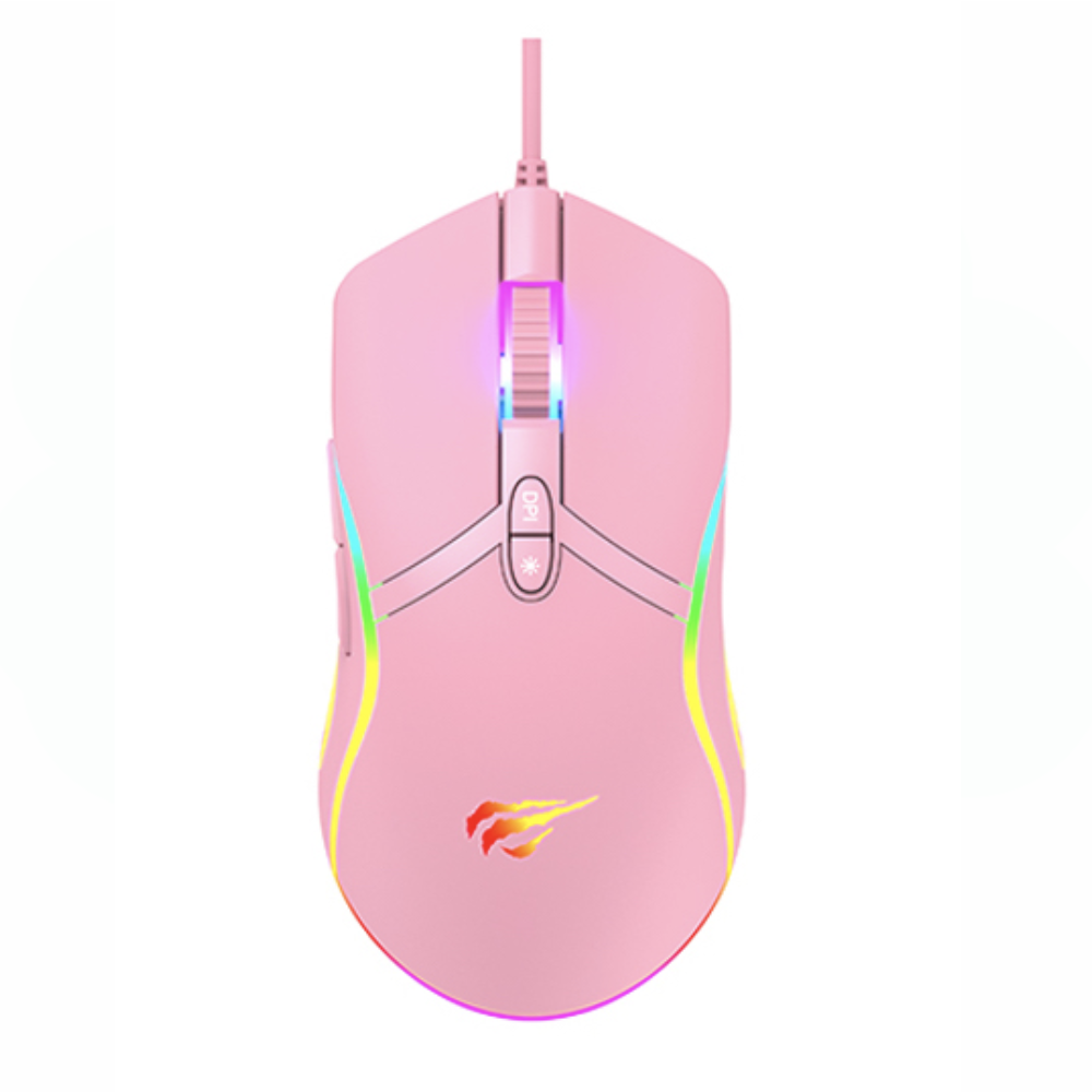 Havit MS1026 RGB Backlit Programmable Gaming Mouse - Pink