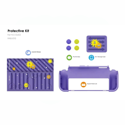 Splatoon 3 Inspired Protective Kit For Nintendo Switch OLED 4 In 1 - Purple