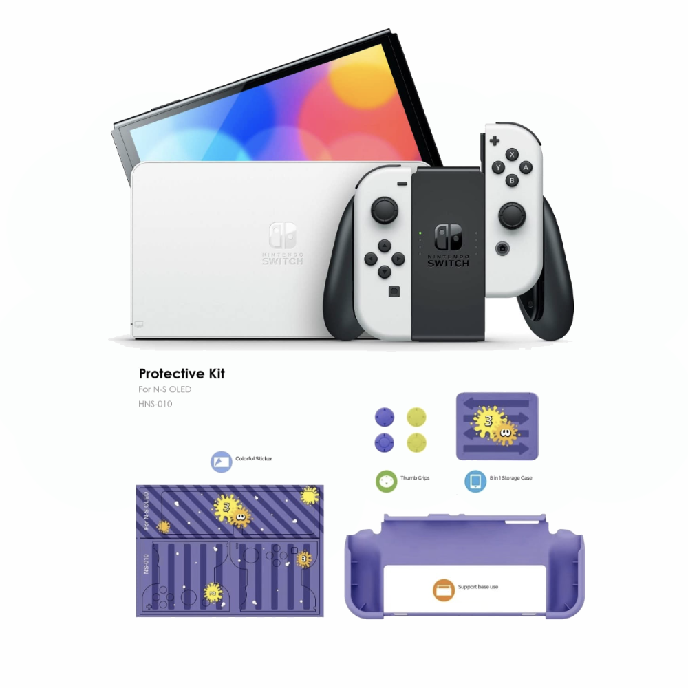 Nintendo Switch - OLED Model White with 4 in 1 Protective Kit Bundle